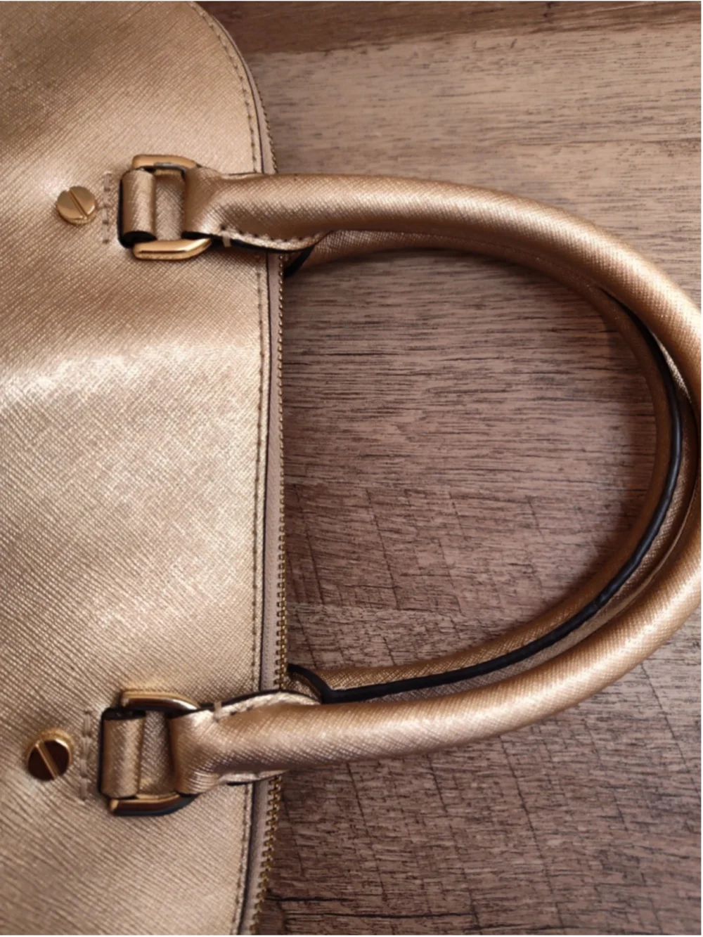 Michael Kors Gold Leather Satchel Handbag